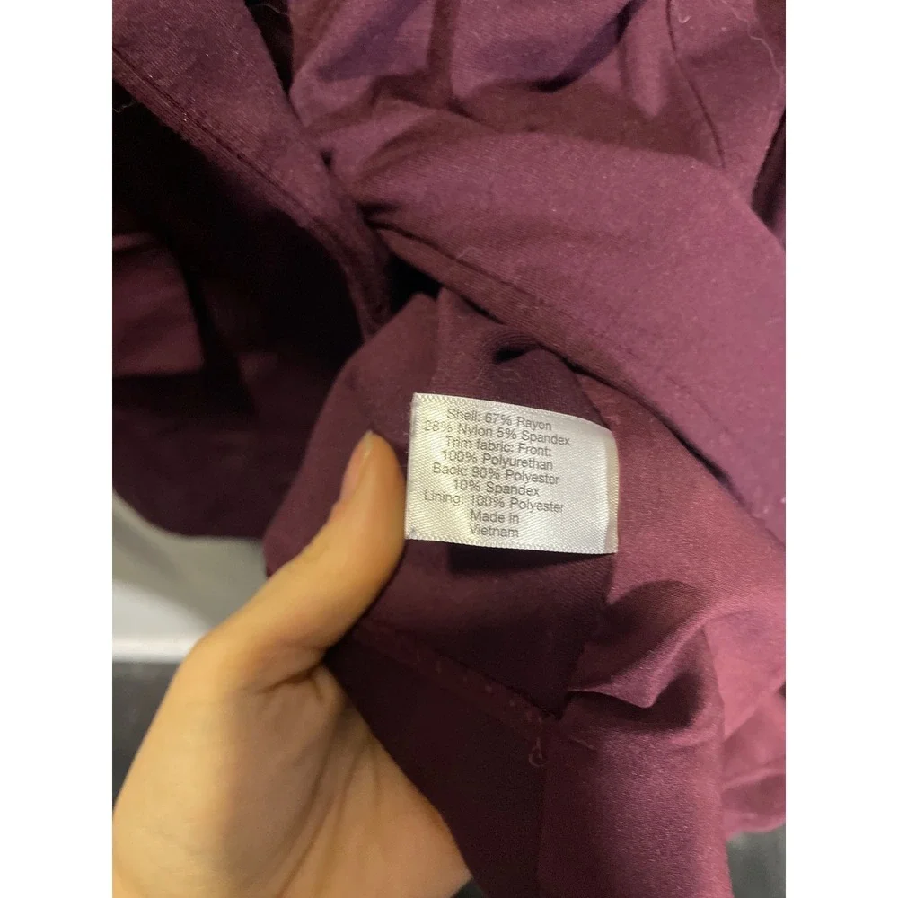 Lane Bryant The Bryant Blazer Plum Burgundy Faux Leather Trim Open Front Size 18